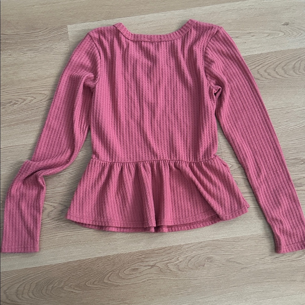 Francesca’s Rose Ribbed Knit Top - Picture 3 of 5